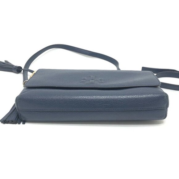 Tory Burch Logo fringe Shoulder Bag Leather blue/SilverHardware - Picture 4 of 15